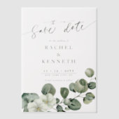 Chique Eucalyptus groen bruiloft Save the Date Vellum Uitnodigingen (Voorkant)