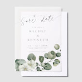 Chique Eucalyptus groen bruiloft Save the Date Vellum Uitnodigingen (Offset)