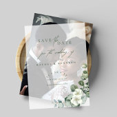 Chique Eucalyptus groen bruiloft Save the Date Vellum Uitnodigingen