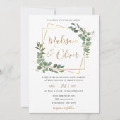 Chique Eucalyptus groen goud geometrische bruiloft Kaart (Voorkant)