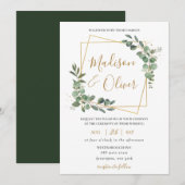 Chique Eucalyptus groen goud geometrische bruiloft Kaart (Voorkant / Achterkant)