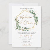 Chique Eucalyptus groen goud geometrische bruiloft Kaart (Voorkant)