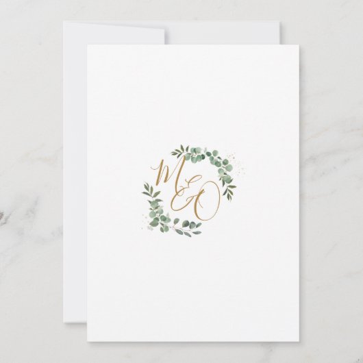Chique Eucalyptus groen goud geometrische bruiloft Kaart (Achterkant)