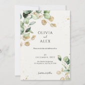 Chique Eucalyptus groen met gouden details bruilof Save The Date (Voorkant)