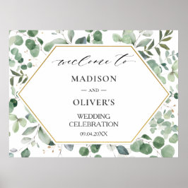 Chique Eucalyptus Groene Huwelijks Welkom Bord Poster