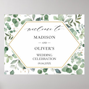 Chique Eucalyptus Groene Huwelijks Welkom Bord Poster