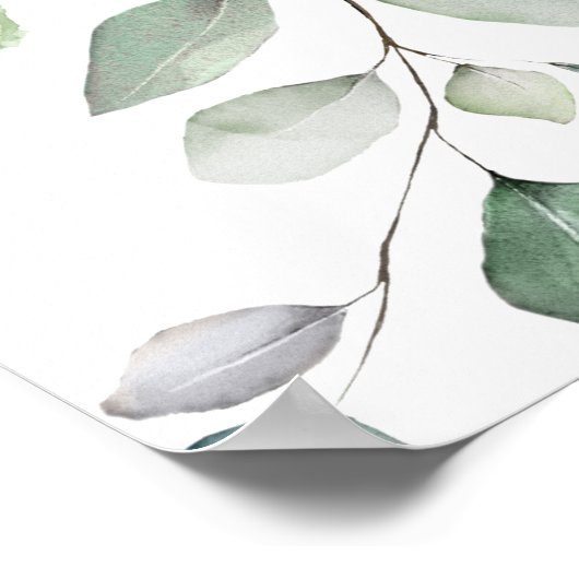 Chique Eucalyptus Groene Trouw Welkom Bord  Poster (Hoek)