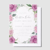 Chique Eucalyptus Paarse Rozen Nuestra Boda Bruilo Vellum Uitnodigingen (Offset)