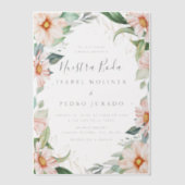 Chique Eucalyptus Perzik Rozen Nuestra Boda Bruilo Vellum Uitnodigingen (Voorkant)