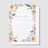 Chique Eucalyptus Perzik Rozen Nuestra Boda Bruilo Vellum Uitnodigingen (Offset)