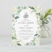 Chique eucalyptus witte rozen islamitische moslim kaart (Staand voorkant)