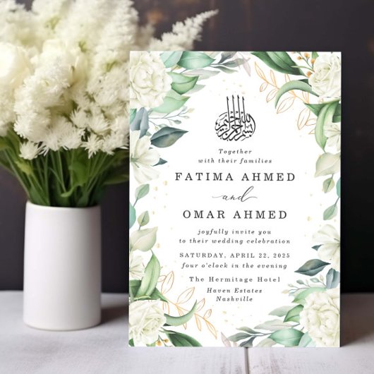 Chique eucalyptus witte rozen islamitische moslim kaart