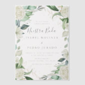 Chique eucalyptus witte rozen nuestra boda bruilof vellum uitnodigingen (Voorkant)