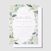Chique eucalyptus witte rozen nuestra boda bruilof vellum uitnodigingen (Offset)