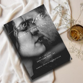 Chique eucalyptus zwart-wit foto save the date