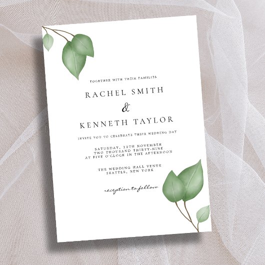 Chique Eucalyptus Zwart & Wit Minimalistische Brui Kaart