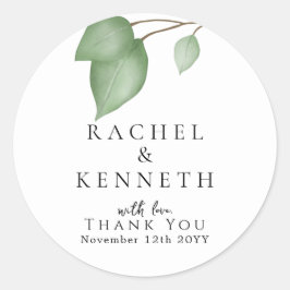 Chique Eucalyptus Zwart & Wit Minimalistische Brui Ronde Sticker