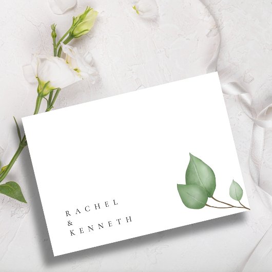 Chique Eucalyptus Zwart & Wit Minimalistische Brui RSVP Kaartje