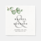 Chique Eucalyptus Zwart & Wit Minimalistische Brui Servet (Voorkant)