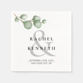 Chique Eucalyptus Zwart & Wit Minimalistische Brui Servet