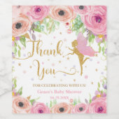 Chique Fairy Tuin Roze Bloemen Baby shower Favor Wijn Etiket (Enkel label)