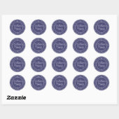 Chique familie monogram retouradres donkerblauw ronde sticker (Vel)
