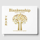 Chique familie reünie handen omhoog boom bladeren  gastenboek (Voorkant)