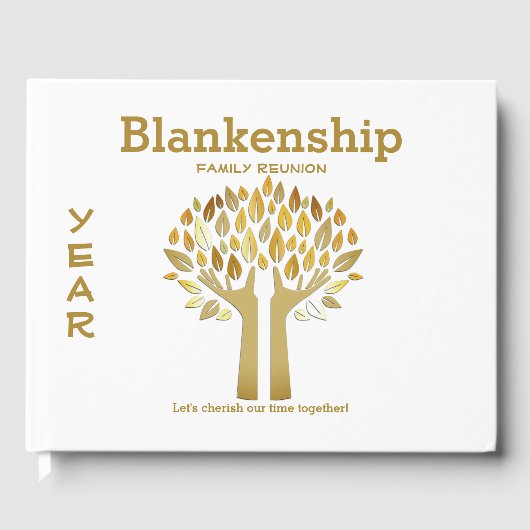 Chique familie reünie handen omhoog boom bladeren  gastenboek (Voorkant)