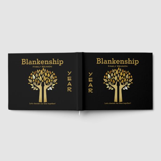 Chique familie reünie handen omhoog boom bladeren  gastenboek (Volledig)