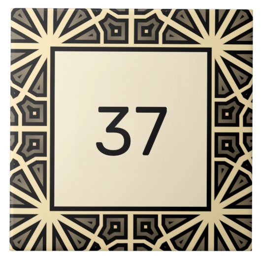Chique Fancy Deco Ivoor & Grijs Huis Nummer Plaque Tegeltje (Voorkant)