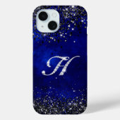Chique faux Crystal strass letter H koningsblauw Case-Mate iPhone Case (Achterkant)