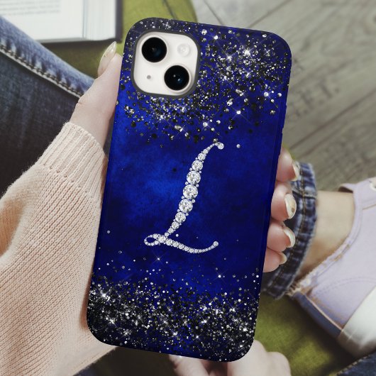 Chique faux Crystal strass letter L koninklijk bla Case-Mate iPhone Case