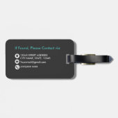 Chique faux geborsteld metaal zwart Blauwgroen mon Bagagelabel (Achterkant horizontaal)