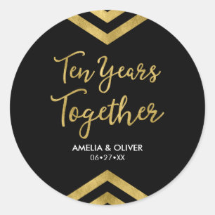 Chique Faux Gold Chevron 10e Jubileum Party Ronde Sticker