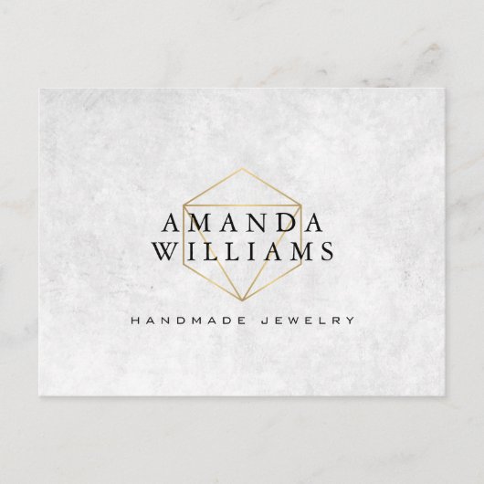 Chique Faux Gold Edelsteen Sieraden Designer Brief Briefkaart (Voorkant)
