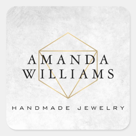 Chique Faux Gold Edelsteen Sieraden Designer Stick Vierkante Sticker (Voorkant)