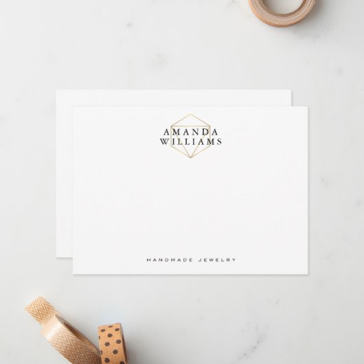 Chique Faux Gold Edelsteen Sieraden Platte Note Ka Notitiekaartje (Voorkant / Achterkant in situ)