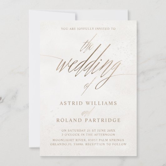 Chique Faux Gold en Beige Textured Wedding Kaart (Voorkant)