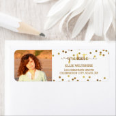 Chique Faux Gold Foil Confetti Afstuderen Foto Etiket (Insitu)