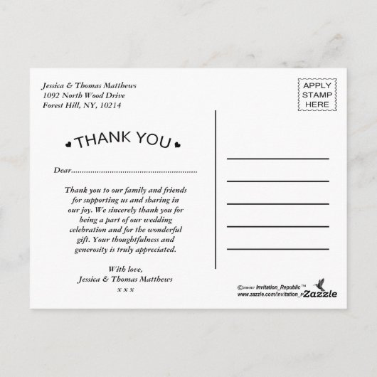 Chique Faux Gold Folie Bruiloft Dank u Sjabloon Briefkaart (Achterkant)