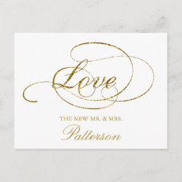 Chique Faux Gold Folie Bruiloft Dank u Sjabloon Briefkaart