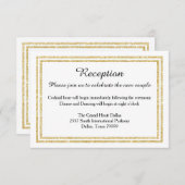 Chique Faux Gold Glitter Trim-Receptie Uitnodiging Informatiekaartje (Voorkant / Achterkant)