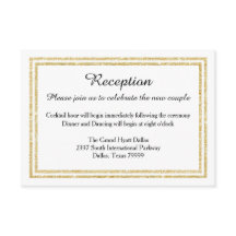 Chique Faux Gold Glitter Trim-Receptie Uitnodiging