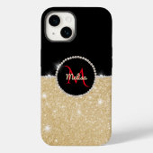 Chique faux Gold Glitter Zwart & Parel Monogram Case-Mate iPhone Case (Achterkant)