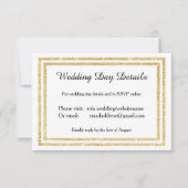 Chique Faux Gold Glitterde Trim - Trouwdag Details RSVP Kaartje (Voorkant)