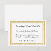 Chique Faux Gold Glitterde Trim - Trouwdag Details RSVP Kaartje (Voorkant / Achterkant)