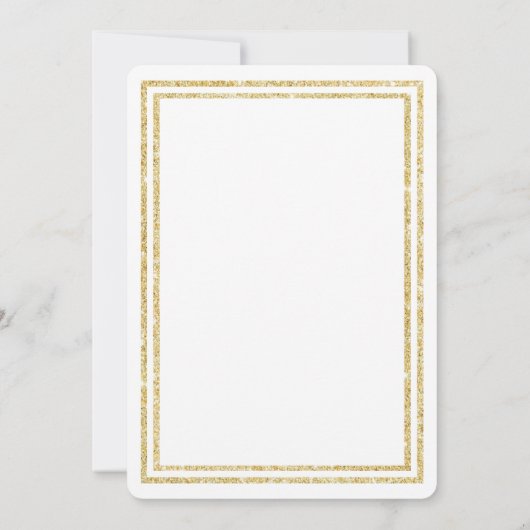 Chique Faux Gold Glittered Trim - 5x7 bruiloft uit Kaart (Achterkant)