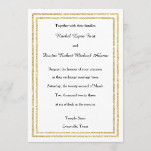 Chique Faux Gold Glittered Trim - 5x7 bruiloft uit Kaart