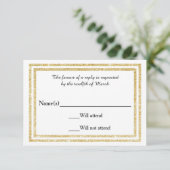 Chique Faux Gold Glittered Trim - RSVP-kaart RSVP Kaartje (Staand voorkant)