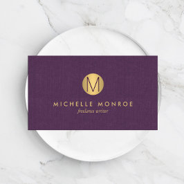 Chique Faux Gold Minimalistisch Monogram Paarse Li Visitekaartje